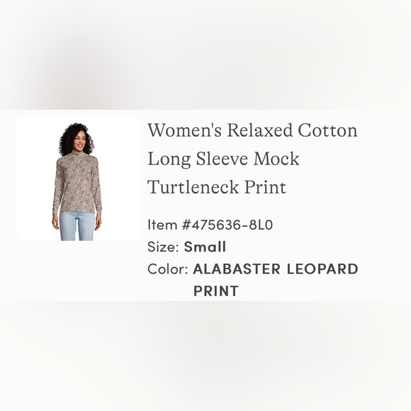 Lands’ End Women’s Mock Turtleneck, size small. Leopard print. NWT - Picture 3 of 6